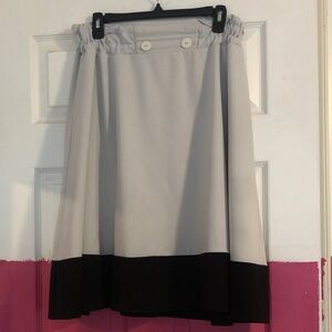 Women's Two-Tone A-Line Skirt - Off White with Black Hem